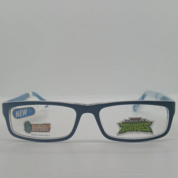 NWT KIDS TEENAGE MUTANT NINJA TURTLES EYEGLASS FRAMES 14 GLOW IN DARK BLACK BLUE - Picture 1 of 5